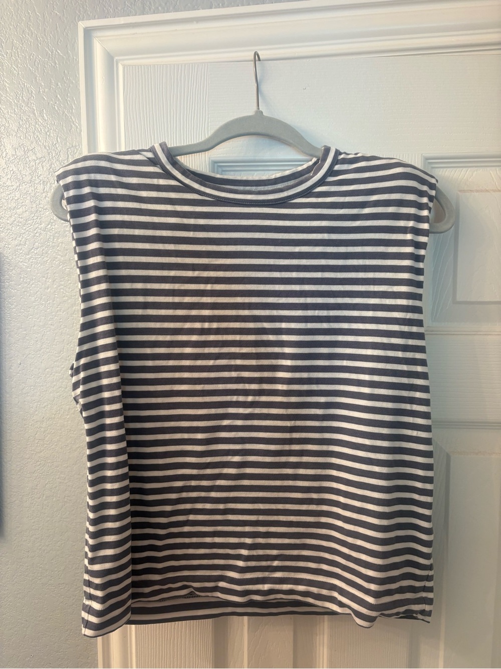 Madewell Navy and White Striped Sleeveless Top